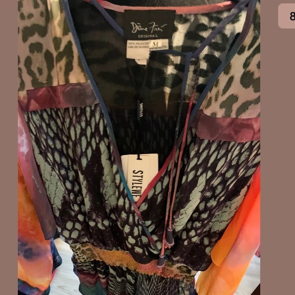 New Diane Freis Original Animal Chiffon Print S M - Picture 6 of 7